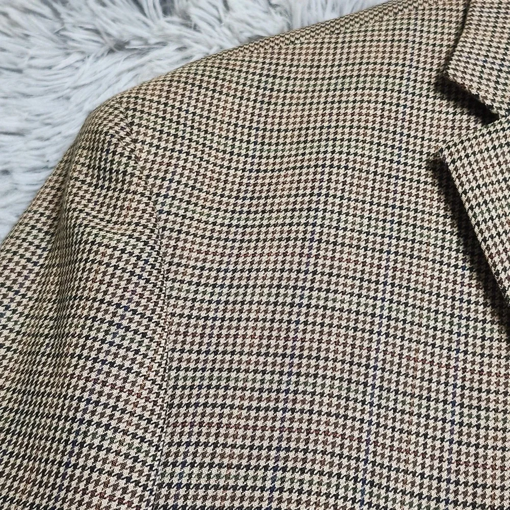 Lauren Ralph Lauren Blazer Mens 54R Brown Houndstooth 100% Wool Sport Coat Suit